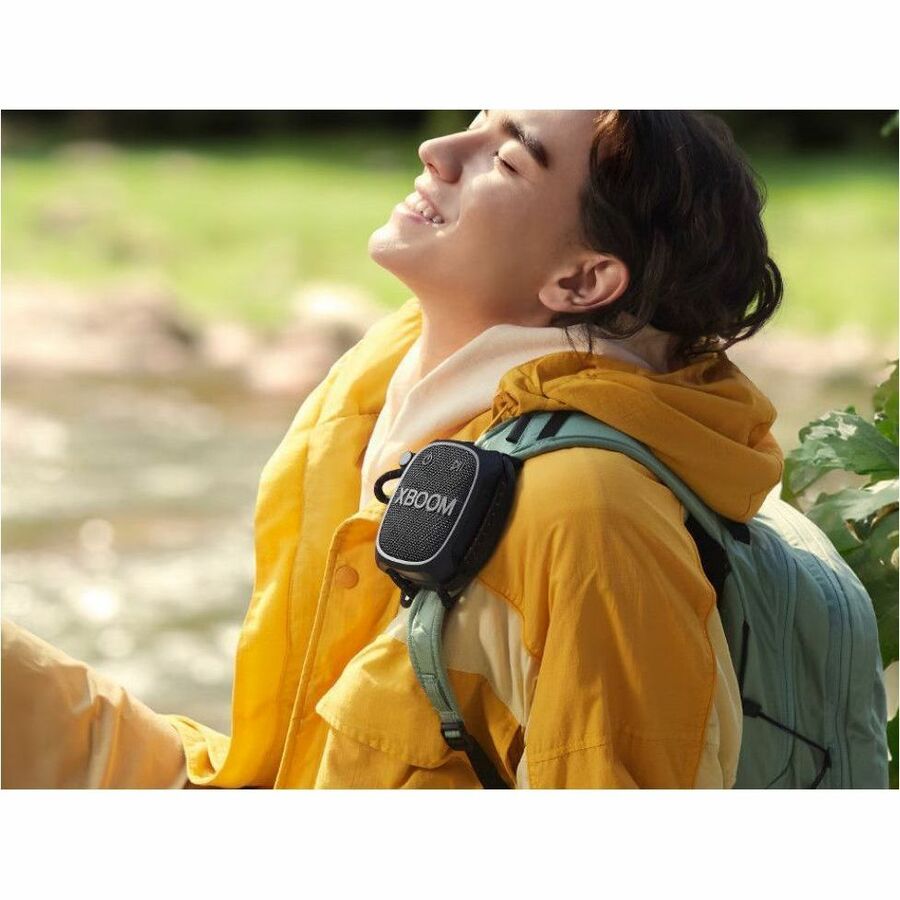 LG XBOOM Go XG2T wireless portable speaker with rugged IP67 dust and water resistance — life-style view