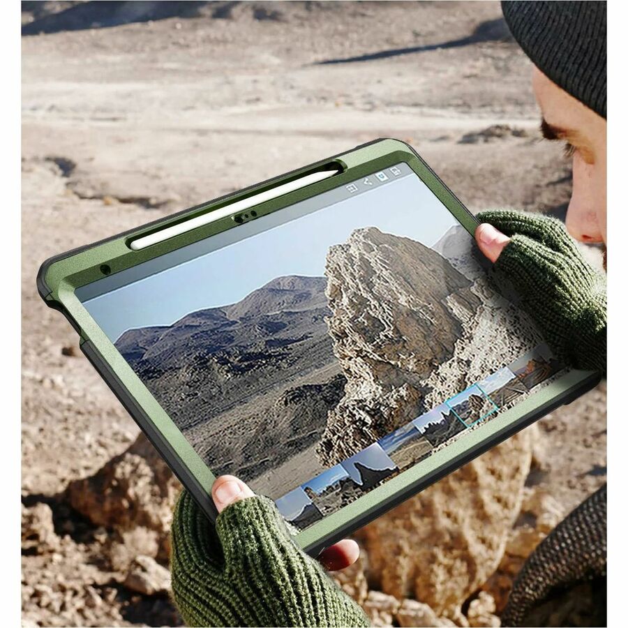 I BLASON Unicorn Beetle PRO rugged case in dark green for iPad 10.2-inch tablets — life-style view
