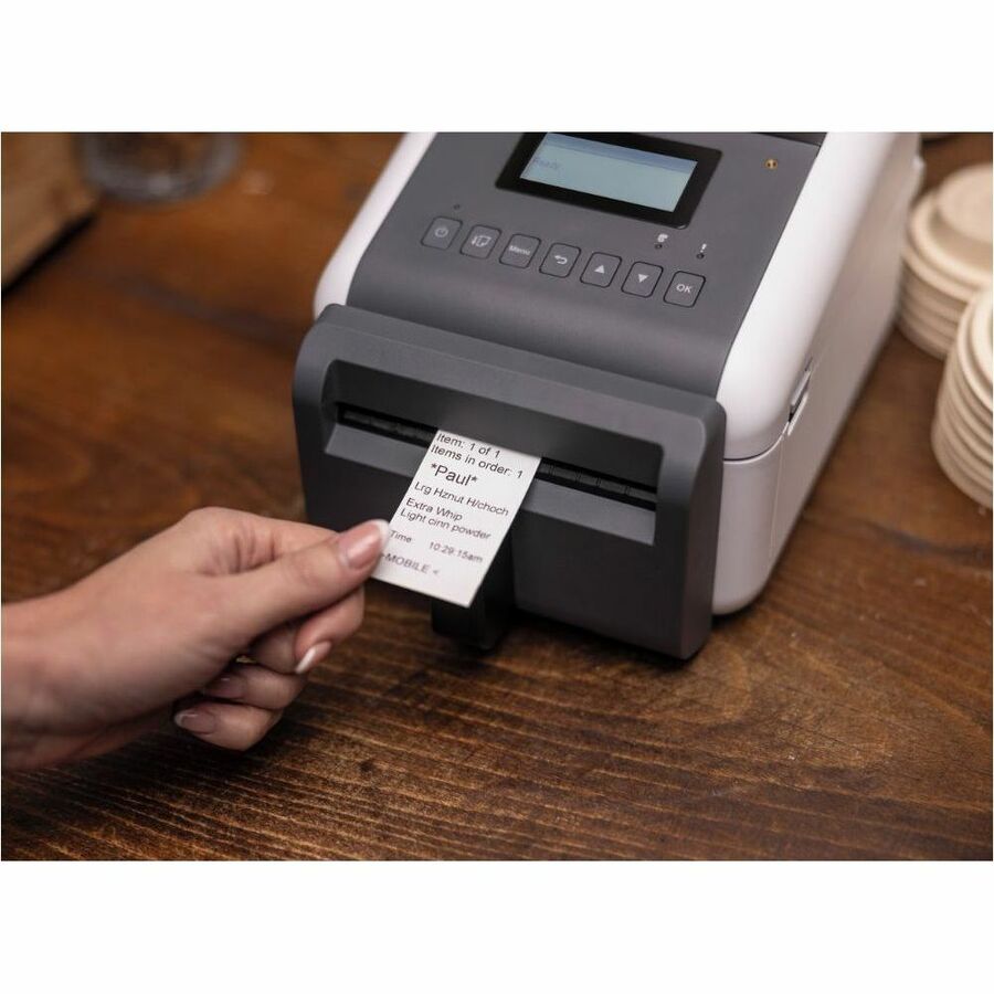 Brother TD-4550DNWBFC Desktop Direct Thermal Printer - Monochrome - Label Print - Fast Ethernet - USB - USB Host - Serial - Bluetooth 4.2 - IEEE 802.11a/b/g/n Wireless LAN - With Cutter