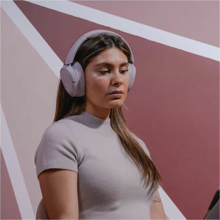 JLab Audio JBuds Lux ANC wireless over-ear headphones in rose finish — life-style view