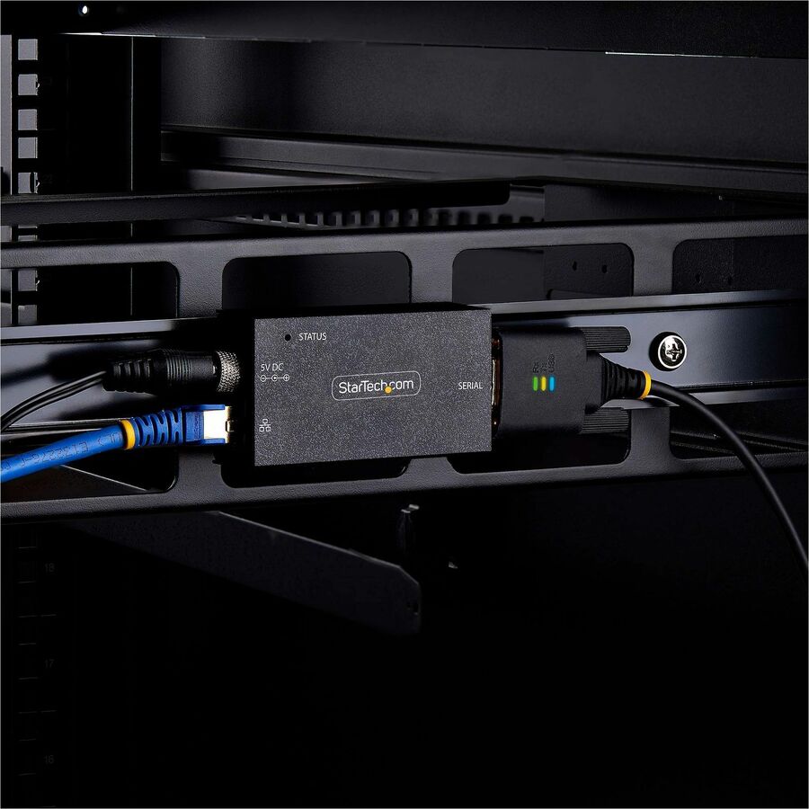 StarTech 1-Port Serial to Ethernet Adapter, IP Serial Device Server For RS232 Devices, Wall/DIN Rail Mount, LAN To DB9 Converter, TAA