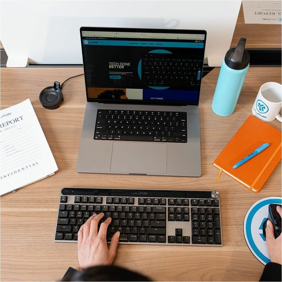 JLab Audio EPIC Mechanical Wireless Keyboard full-size, backlit keys, black — life-style view