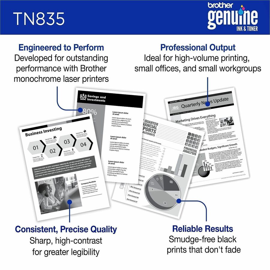 Brother TN835 Original Super High Yield Laser Toner Cartridge - Black - 1 Each - 5000 Pages