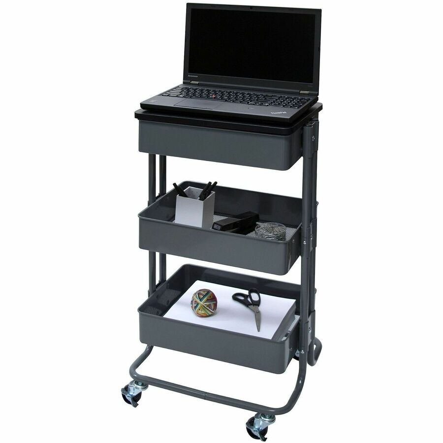 Vertiflex Multi-Use Storage Cart & Workstation - 4 Casters - Metal - 15.25" Width x 11.25" Depth x 39" Height - Gray - 1 Each