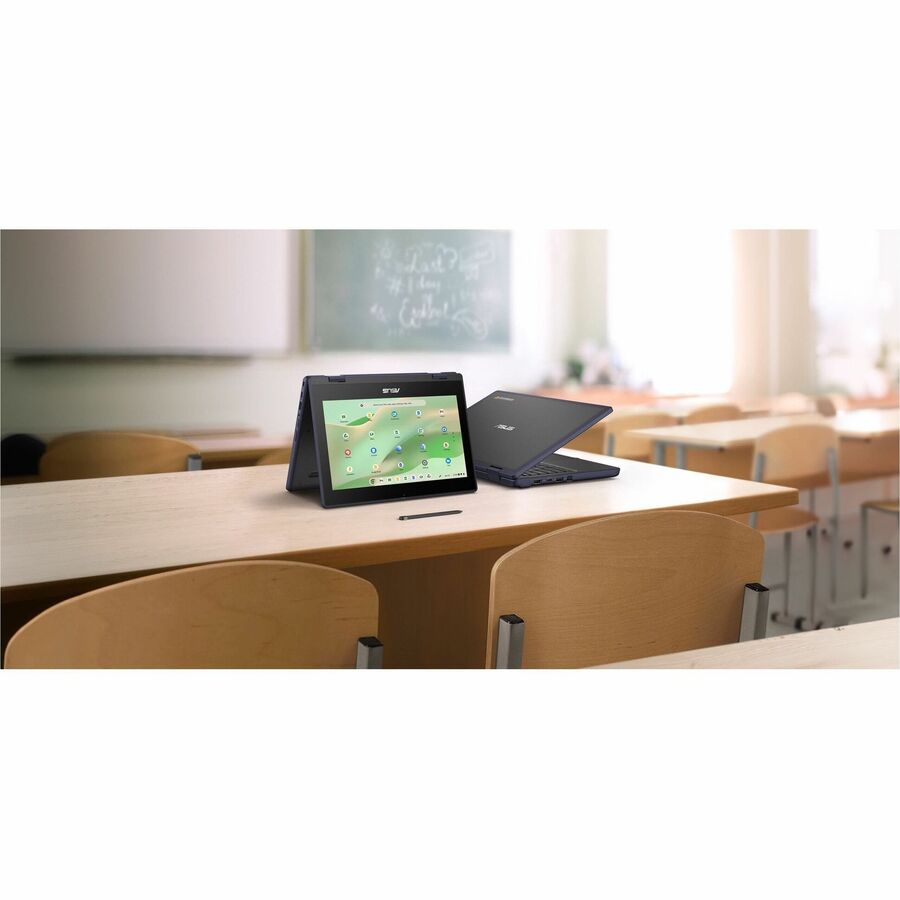 ASUS Chromebook CR1104FTA-YZ84T in grey with 11.6-inch HD touchscreen — life-style view