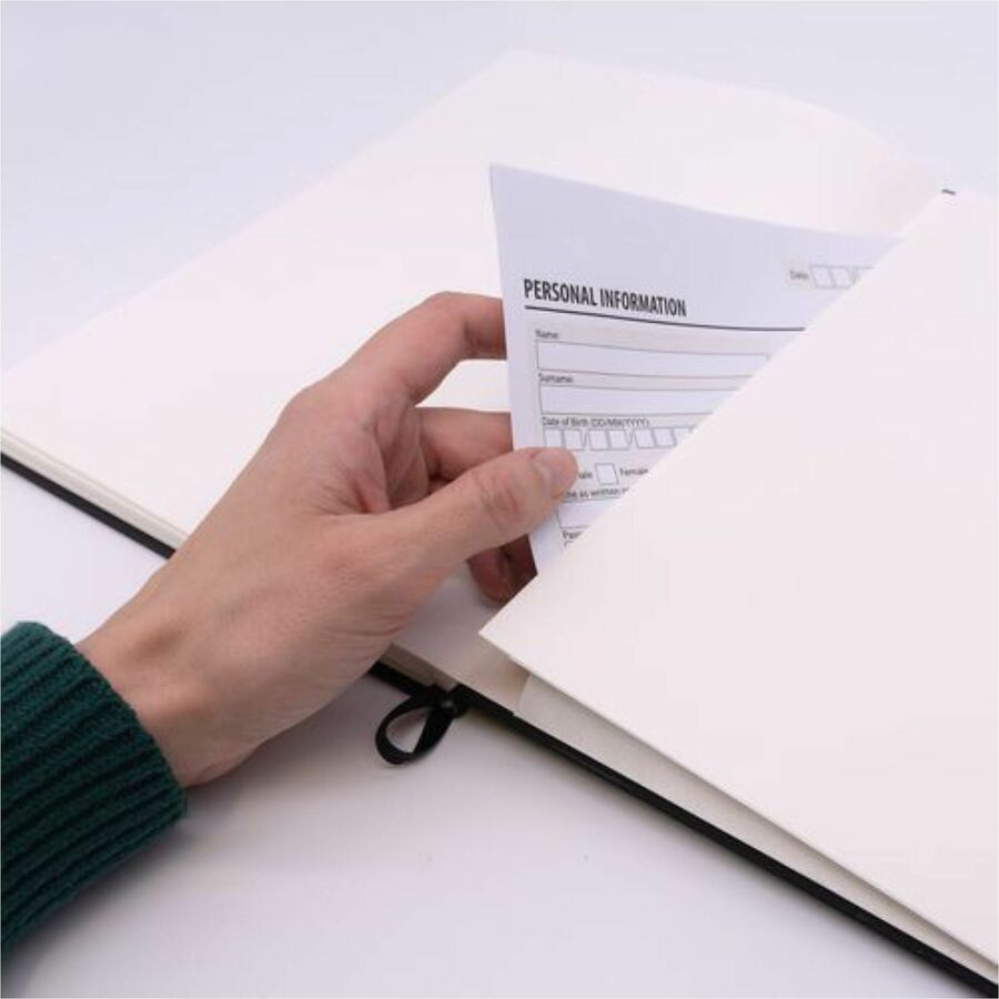 Pukka Pads Signature Notebook - 1 Subject(s) - 96 Sheets - 192 Pages - Casebound/Sewn - College Ruled Front Ruling - Ruled Margin - 80 g/m² Grammage - Letter - 8 1/2" x 11" Sheet Size - Cream Paper - Black Vegan Leather Cover - Soft Cover, Note Secti