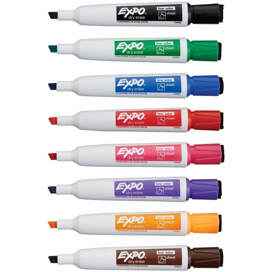 Expo Magnetic Dry-erase Marker - Chisel Marker Point - Erasable - Assorted Ink/ - 8 / Pack