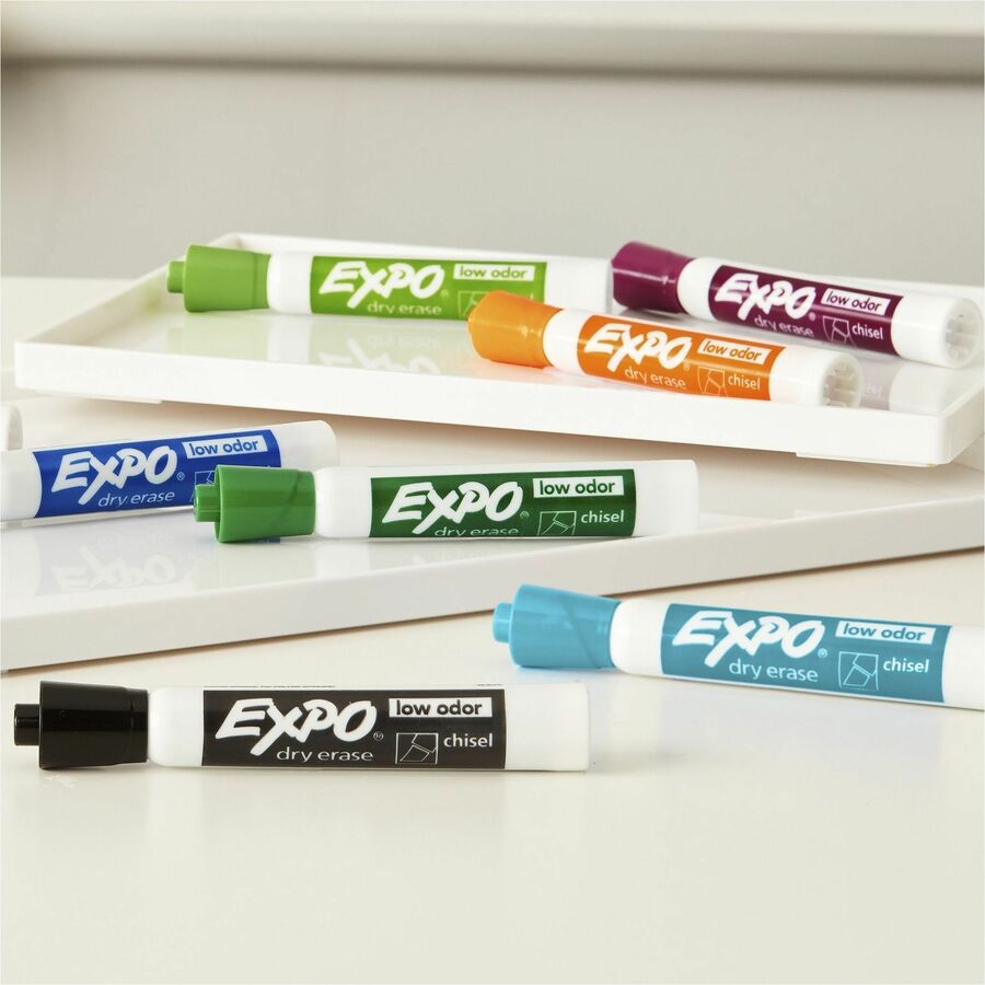 Expo Dry Erase Marker - Chisel Marker Point - Erasable - Assorted Ink - 12 / Pack