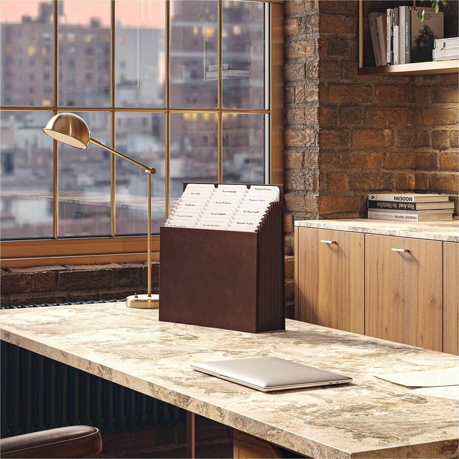 Smead Stadium 1/3 Tab Cut Letter Recycled Expanding File - 8 1/2" x 11" - 900 Sheets Capacity - 10 1/2" Expansion - 12 Pocket - Assorted Tab Position - 11 Divider - Paper, Polyvinyl Chloride (PVC), Polyurethane - Saddle - Durable, Heavyweight, Textured, T