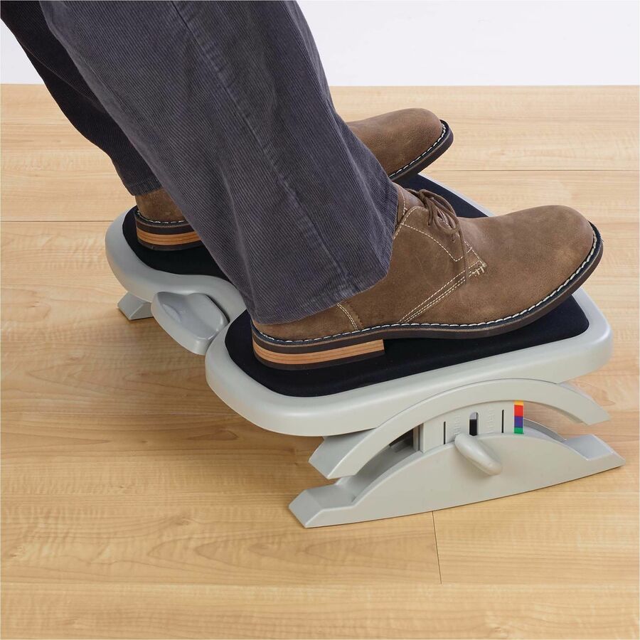 Kensington Solemate 56144 Footrest with Memory Foam - 3.50" to 5" Adjustable Height - 30° Tilt - Gray