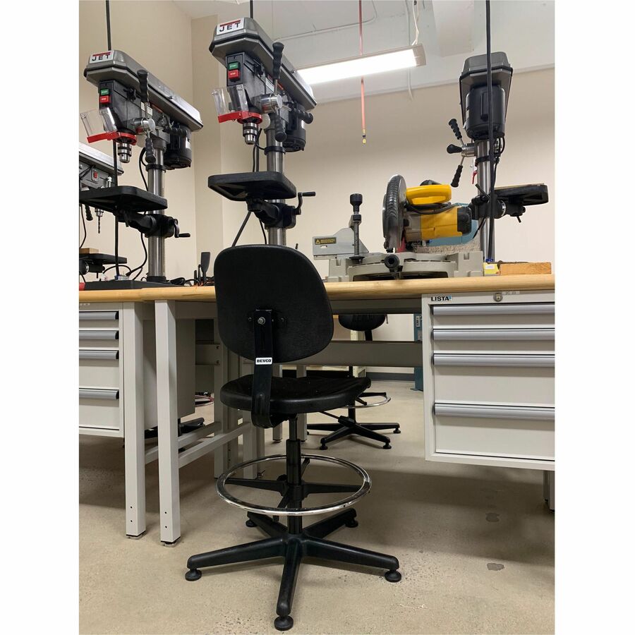 BEVCO Dura Series Heavy-Duty Chair - Polyurethane Seat Material - High Back - 5-star Base - Black - 1 Each