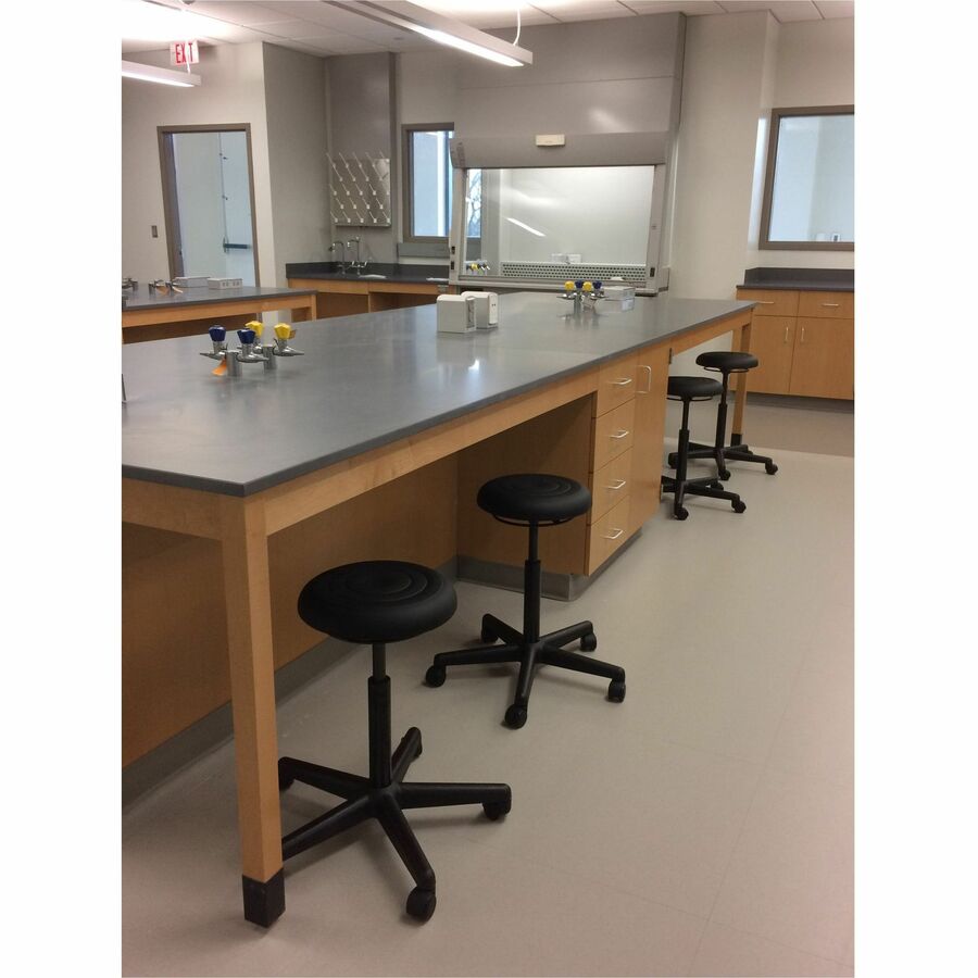 BEVCO Ergolux Stool - Black Seat Color - Memory Foam, Polyurethane Seat Material - 5-star Base - 1 Each