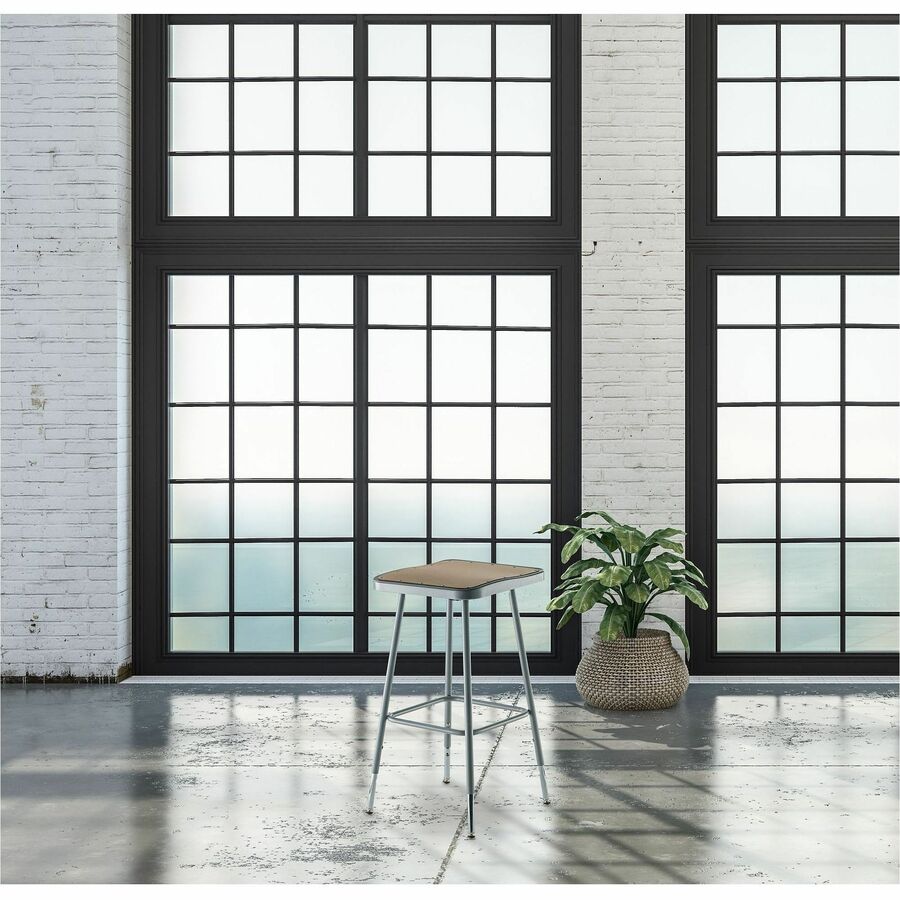 National Public Seating 6300 Series Heavy-Duty Square-Seat Stools - Masonite Seat Material - Gray Frame Color - Steel Frame Material - Four-legged Base - Gray - 1 Each