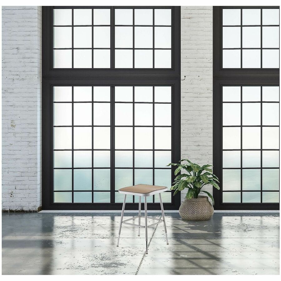 National Public Seating 6300 Series Heavy-Duty Square-Seat Stools - Masonite Seat Material - Gray Frame Color - Steel Frame Material - Four-legged Base - Gray - 1 Each