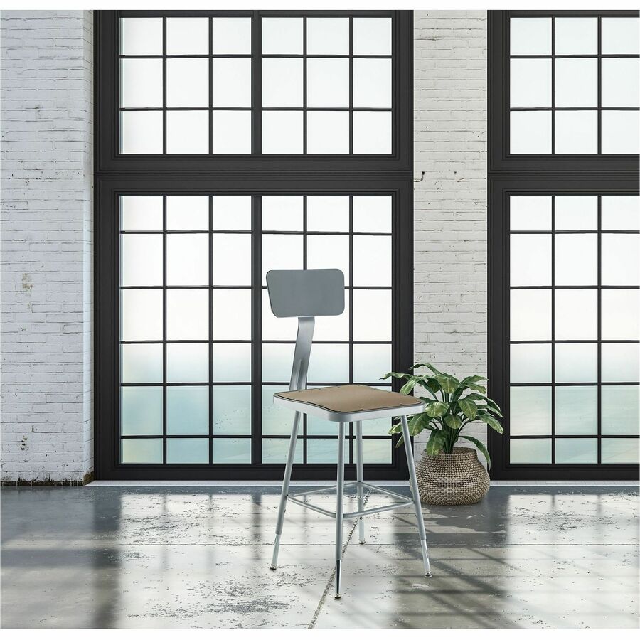 National Public Seating 6300 Series Heavy-Duty Square-Seat Stools - Masonite Seat Material - Gray Frame Color - Steel Frame Material - Four-legged Base - Gray - 1 Each