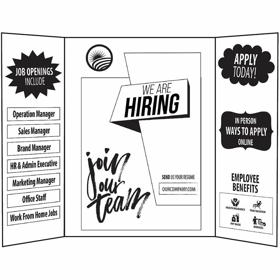 Geographics Royal Brites Tri-Fold Project Boards - Project, Poster, Crafting, Presentation - 36" Height x 48" Width - White - Kraft - 12 / Carton