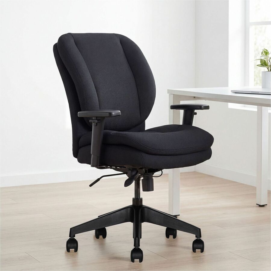 Serta Chair - 5-star Base - Black - Memory Foam, Fabric - Armrest - 1 Each