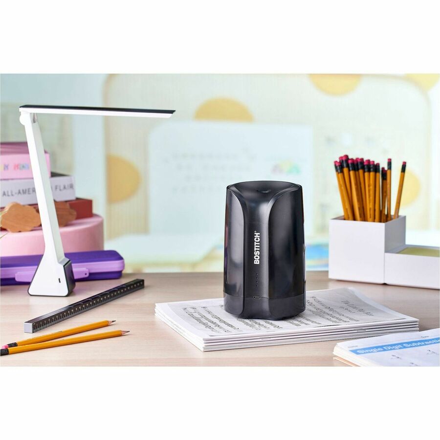 Bostitch Rechargeable Pencil Sharpener - Battery Powered - Black - 1 Each