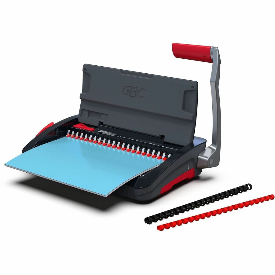 GBC CB12 CombBind Punch and Bind Machine - CombBind - 150 Sheet(s) Bind - 12 Punch - 3.6" Height x 17.9" Width x 11.4" Depth - Black, Red