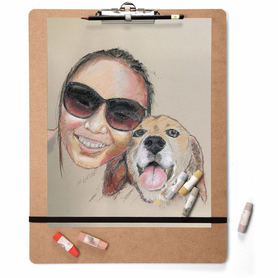 Officemate 13 1/4-inch x 17-inch Artist Sketch Board - Storage for Paper, Rubber Band - Fiberboard - Brown - 1 Each