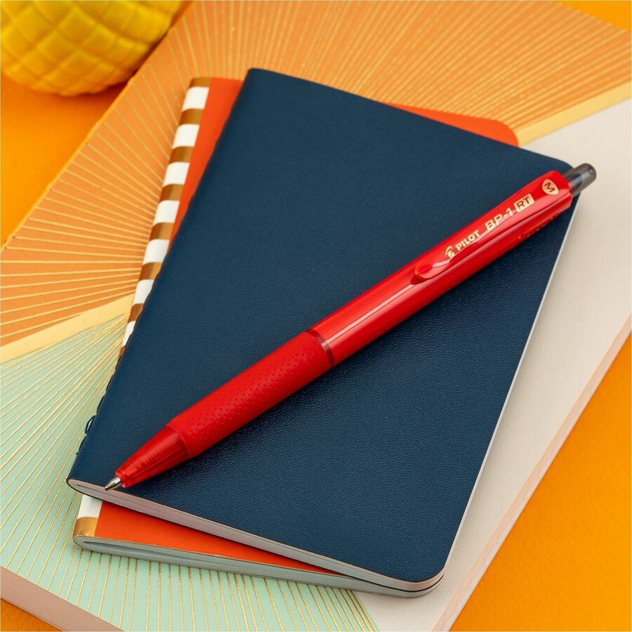 Pilot BP-1 RT Ballpoint Pens - 1 mm Pen Point - Retractable - Red Ink - Oil Based - Stainless Steel Tip - Writing, School, Home - 12 / Dozen