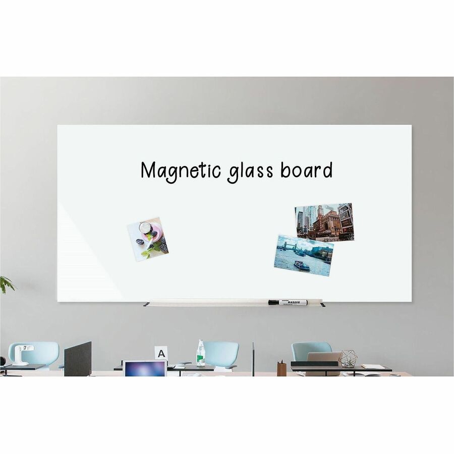Lorell Magnetic Glass Board - 72" (6 ft) Width x 48" (4 ft) Height - White Glass Surface - Magnetic - Wipeable, Mark Resistant, Smudge Resistant - Assembly Required - 1 Each