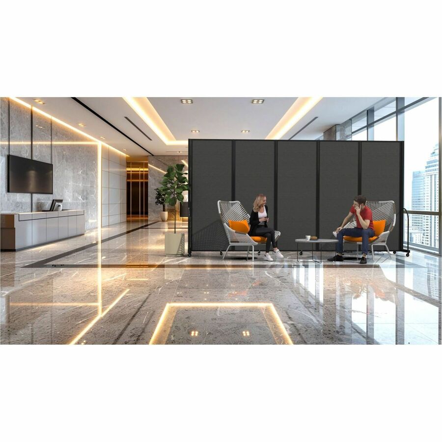 Screenflex Portable Partitions Full Motion Room Dividers - 9 Panels - 25.1 ft Width x 82" Height - Steel Frame - Fabric, Polyester - Sand - 1 Each