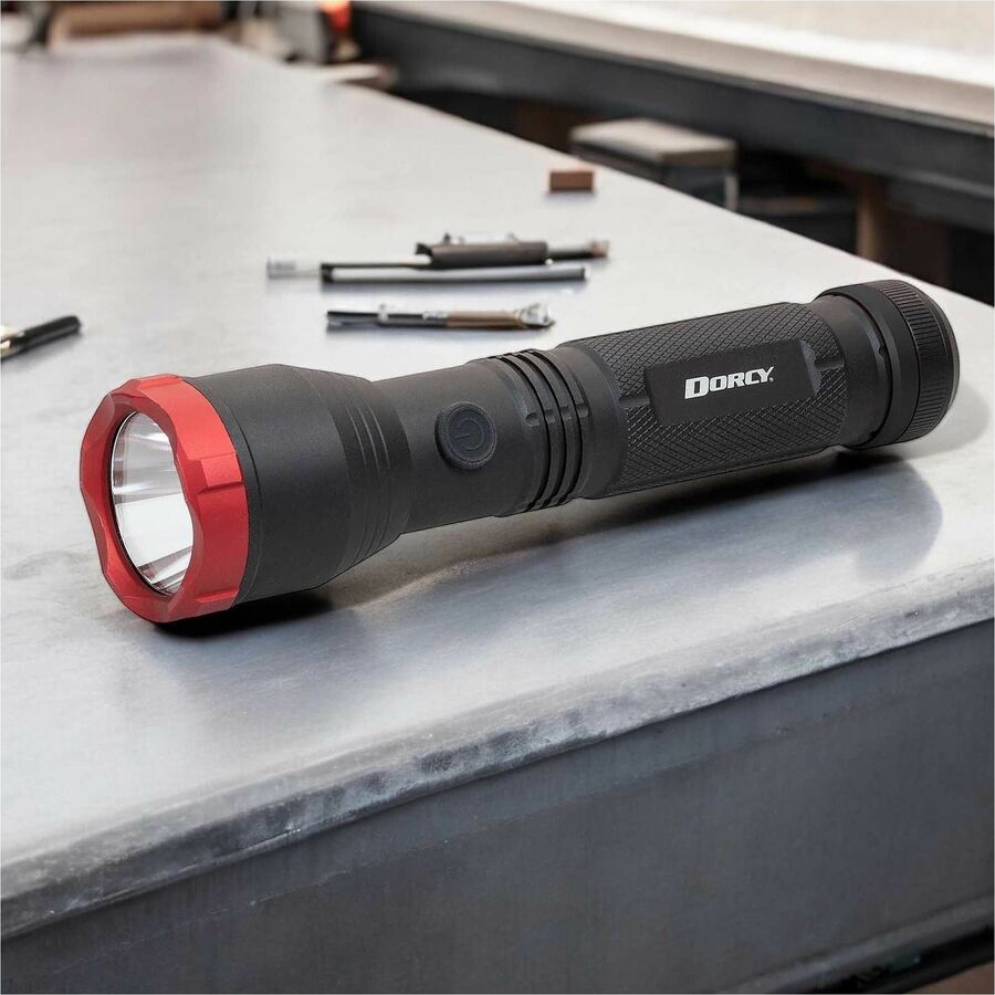 Dorcy Ultra HD Series Flashlight - LED - 800 lm Lumen - 4 x AA - Battery Rechargeable - Battery - Aircraft Aluminum - Weather Resistant, Water Resistant - Black, Red - 1 Each - Kennedy Office