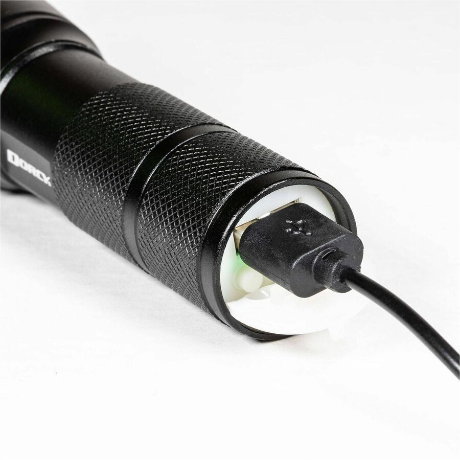 Image of Dorcy 300 Lumen Ultra HD USB Flashlight - LED - 300 lm Lumen - 1 - Lithium Ion (Li-Ion) - Battery Rechargeable - Battery, USB - Aluminum - Water Resistant, Impact Resistant, Weather Resistant - Black - 24 / Box