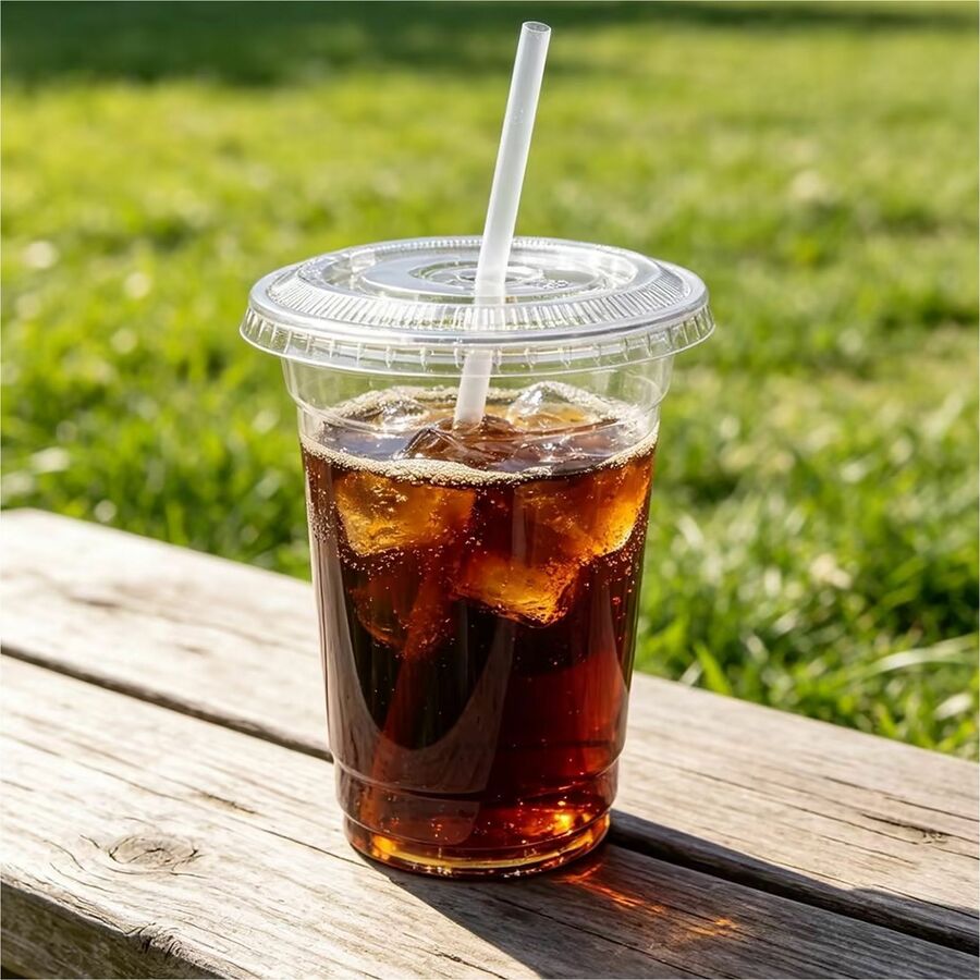 Genuine Joe Lids for Plastic Cold Cups - Polyethylene Terephthalate (PET) - Clear - 1000 Lids/Box - 1 Carton