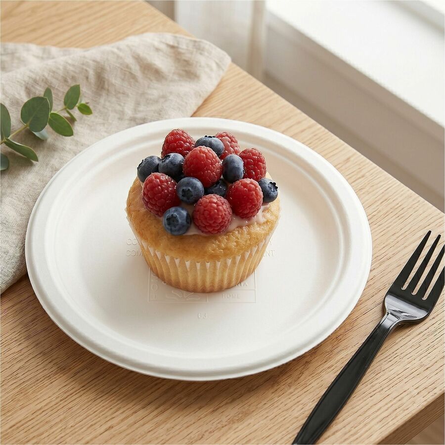 Picture of BPI Certified Compostable Paper Plate, 6, White, Sugarcane Paper, Microwave Safe, 1 BX/CT, 1 BX/CT