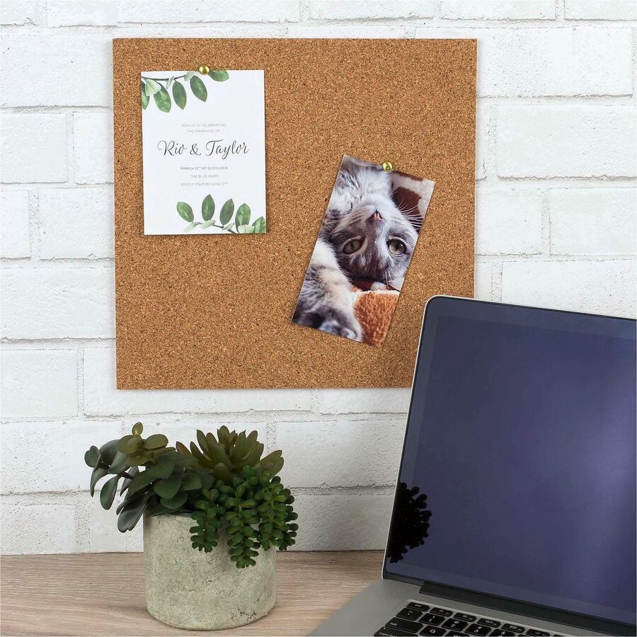 Quartet Frameless Modular Cork Tiles - 12" Board Height x 12" Board Width x 0.37" Board Depth - Brown Natural Cork Surface - Self-stick, Durable, Noise Absorbant, Self-healing, Frameless, Adhesive - 4 - 1 Pack