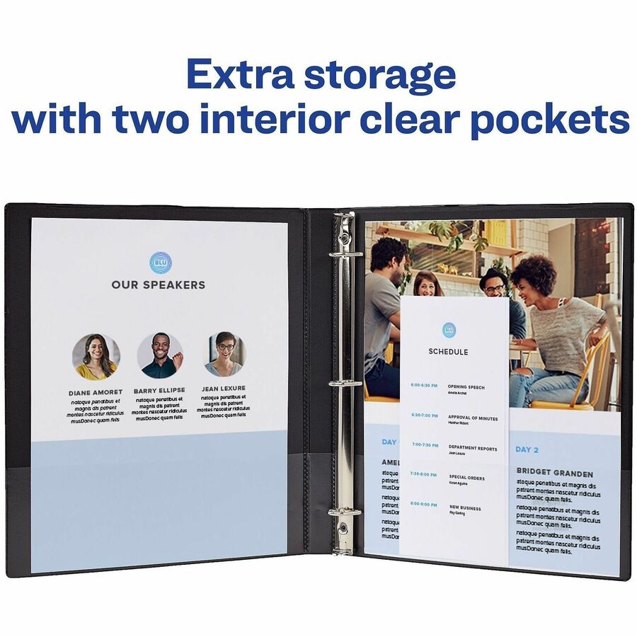 Avery® Economy Binder - 1" Binder Capacity - Letter - 8 1/2" x 11" Sheet Size - 175 Sheet Capacity - 3 Ring - Fastener: Round Ring - Pocket: 2, Internal - Vinyl - Royal Blue - Non Locking Mechanism - 1 Each