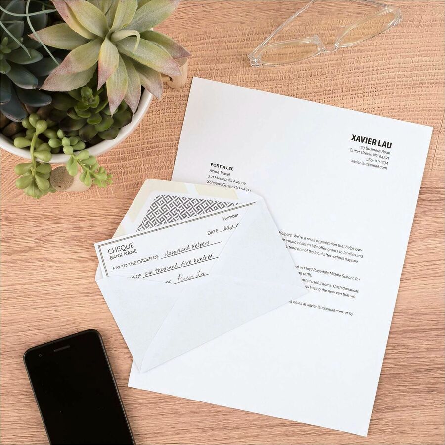 Mead No. 6-3/4 All-purpose White Envelopes - Business - #6 3/4 - 3 5/8" Width x 6 1/2" Length - Self-sealing - White - 1 Box - Kennedy Office
