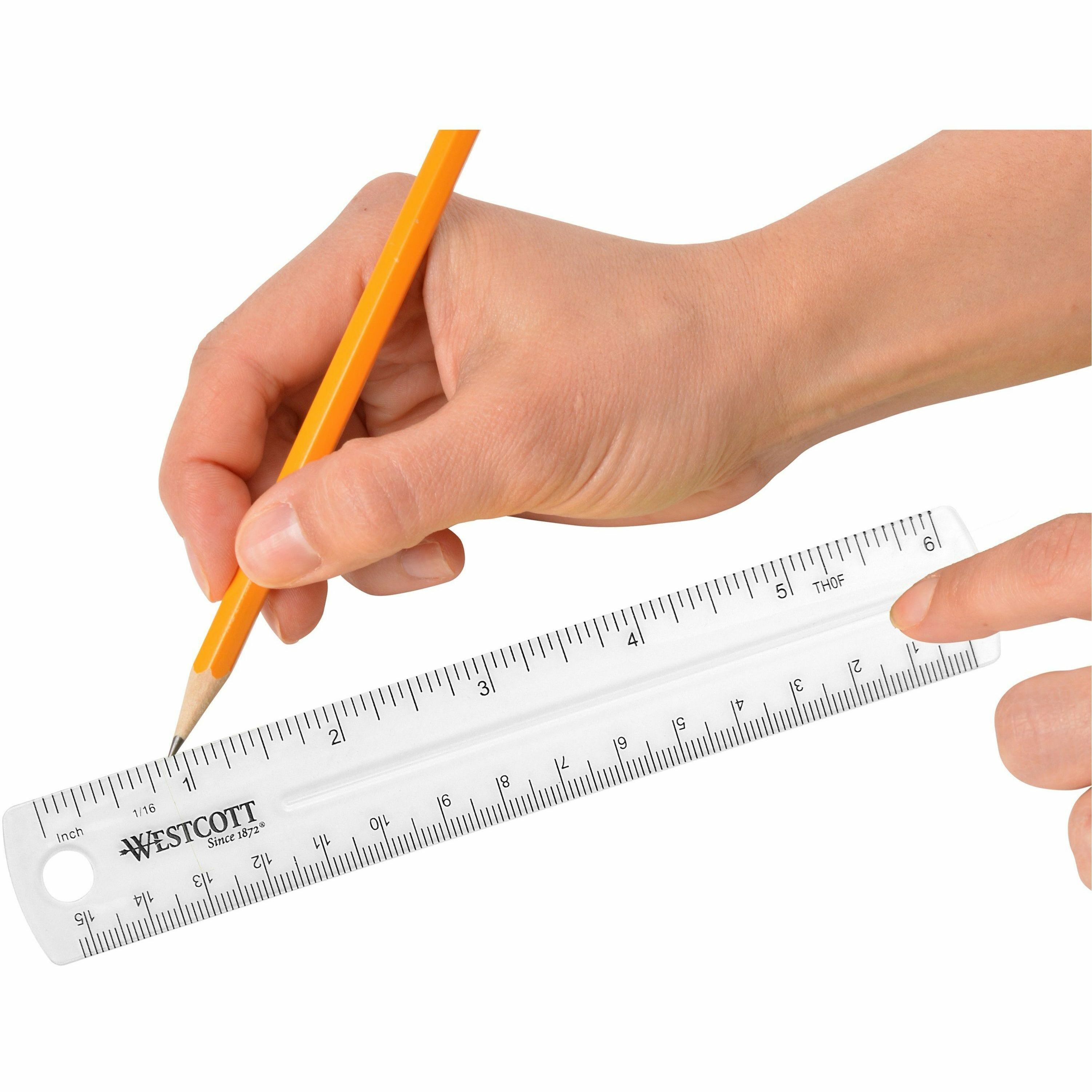Westcott Wood Ruler Measuring Metric and 1/16 Scale - School Ruler, 12 