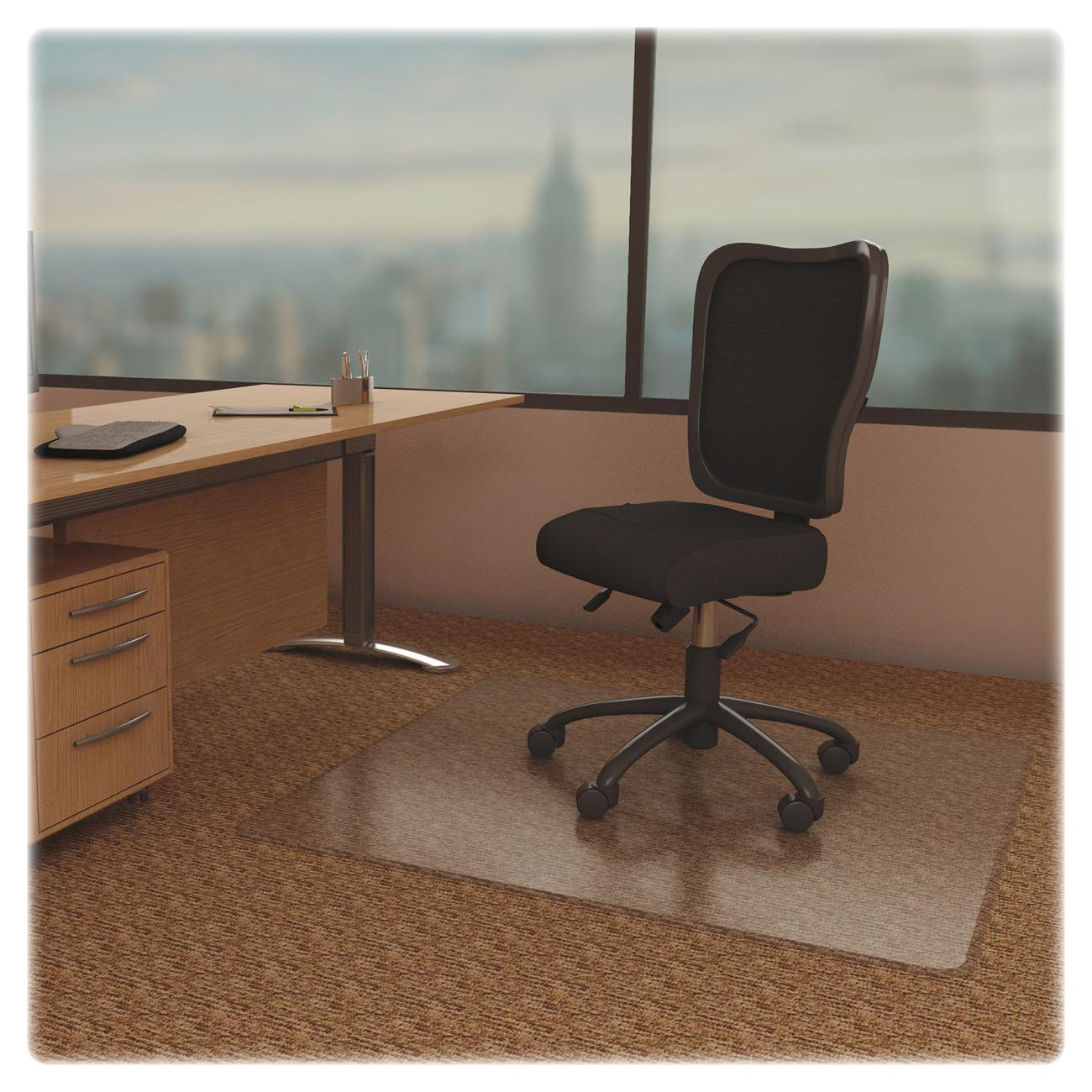 Lorell Economy Chairmat, Low-Pile Standard Lip