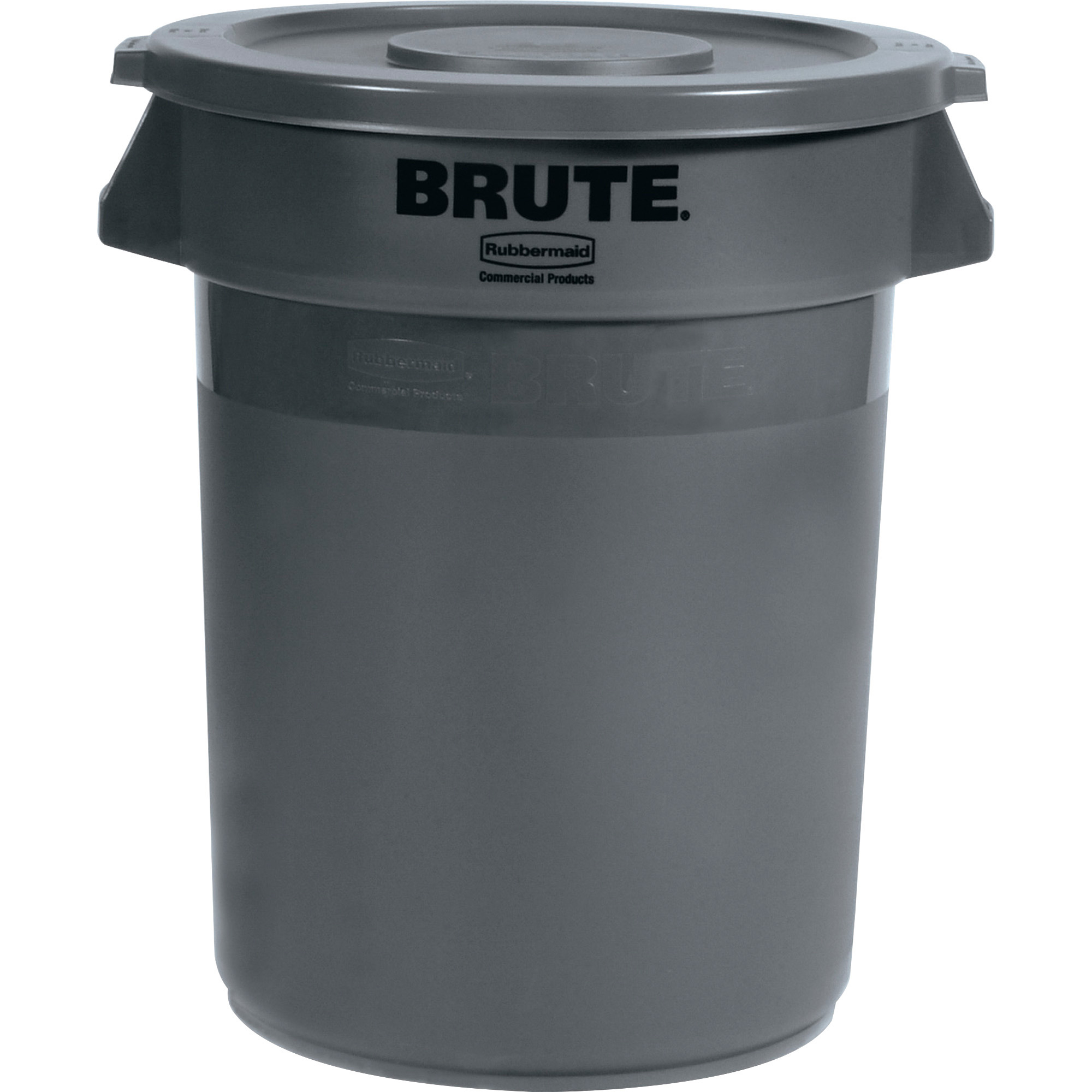 Rubbermaid Commercial Products BRUTE 32-Gallons Gray Plastic Trash Can with  Lid in the Trash Cans department at