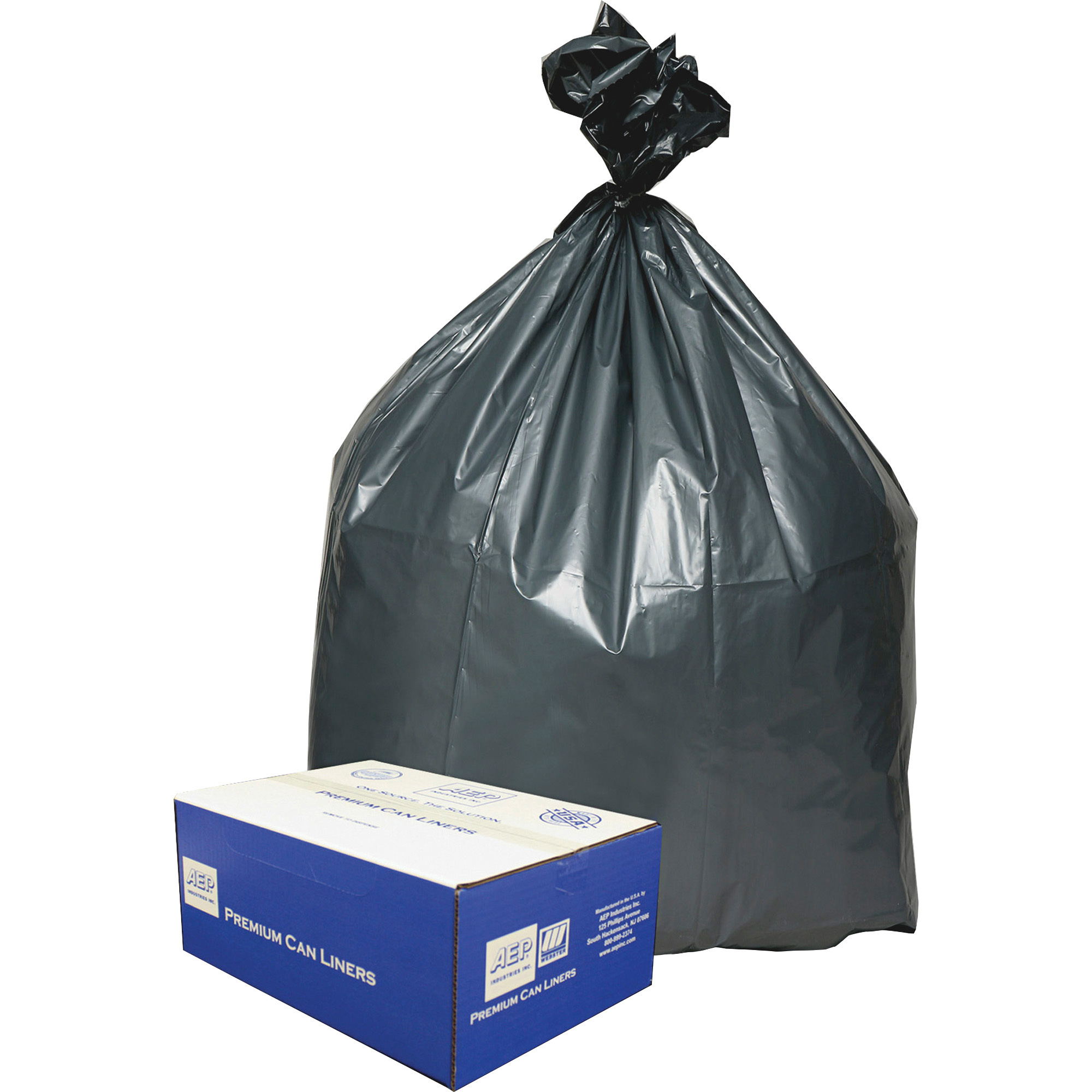Nature Saver Black Low-density Recycled Can Liners - Extra Large Size - 60  gal Capacity - 38 Width x 58 Length - 1.25 mil (32 Micron) Thickness -  Low Density - Black - Plastic - 100/Carton - Cleaning Supplies - Recycled