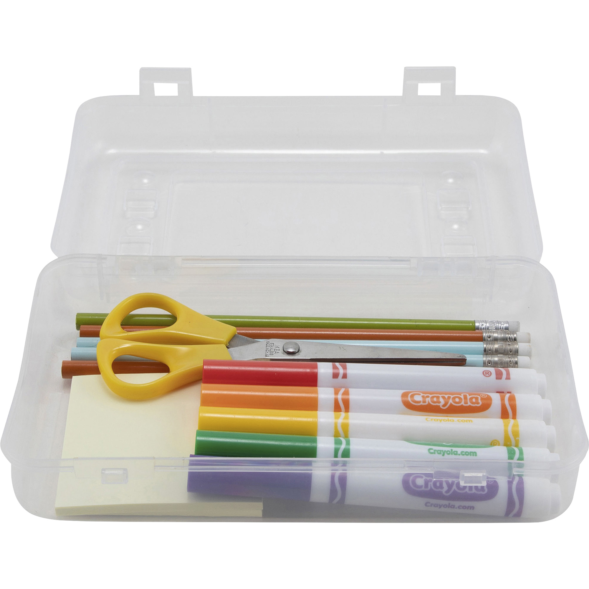 Gem Office Products Clear Pencil Box - External Dimensions: 8.5 Width x  5.5 Depth x 2.5 Height - Hinged Closure - Polypropylene - Clear - For Pen/ Pencil - 1 Each