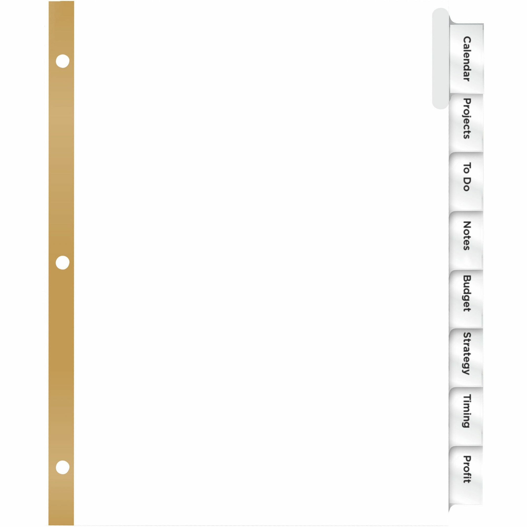 Avery 11124 Insertable Big Tab Dividers Single 8-Tab Set Clear-White 