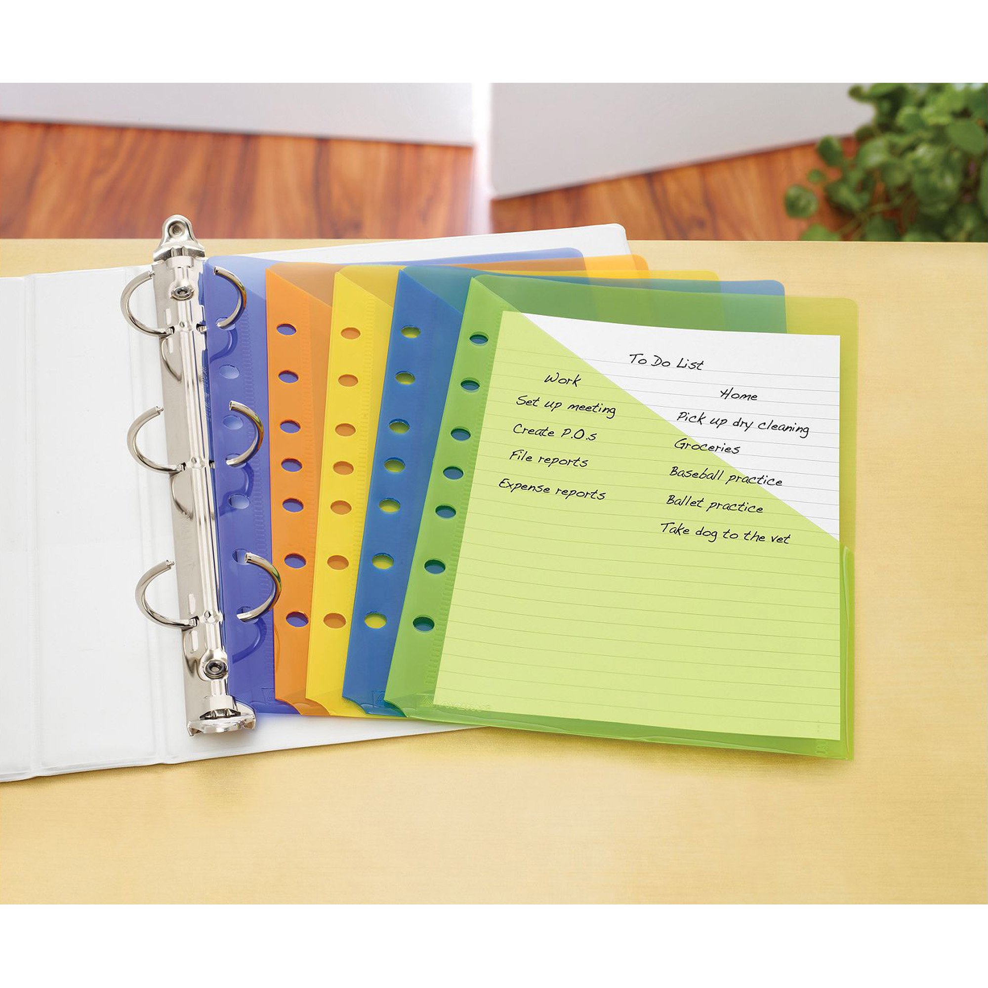 Cardinal Binder Pockets with Multicolor Zippers, 3-Hole Punched