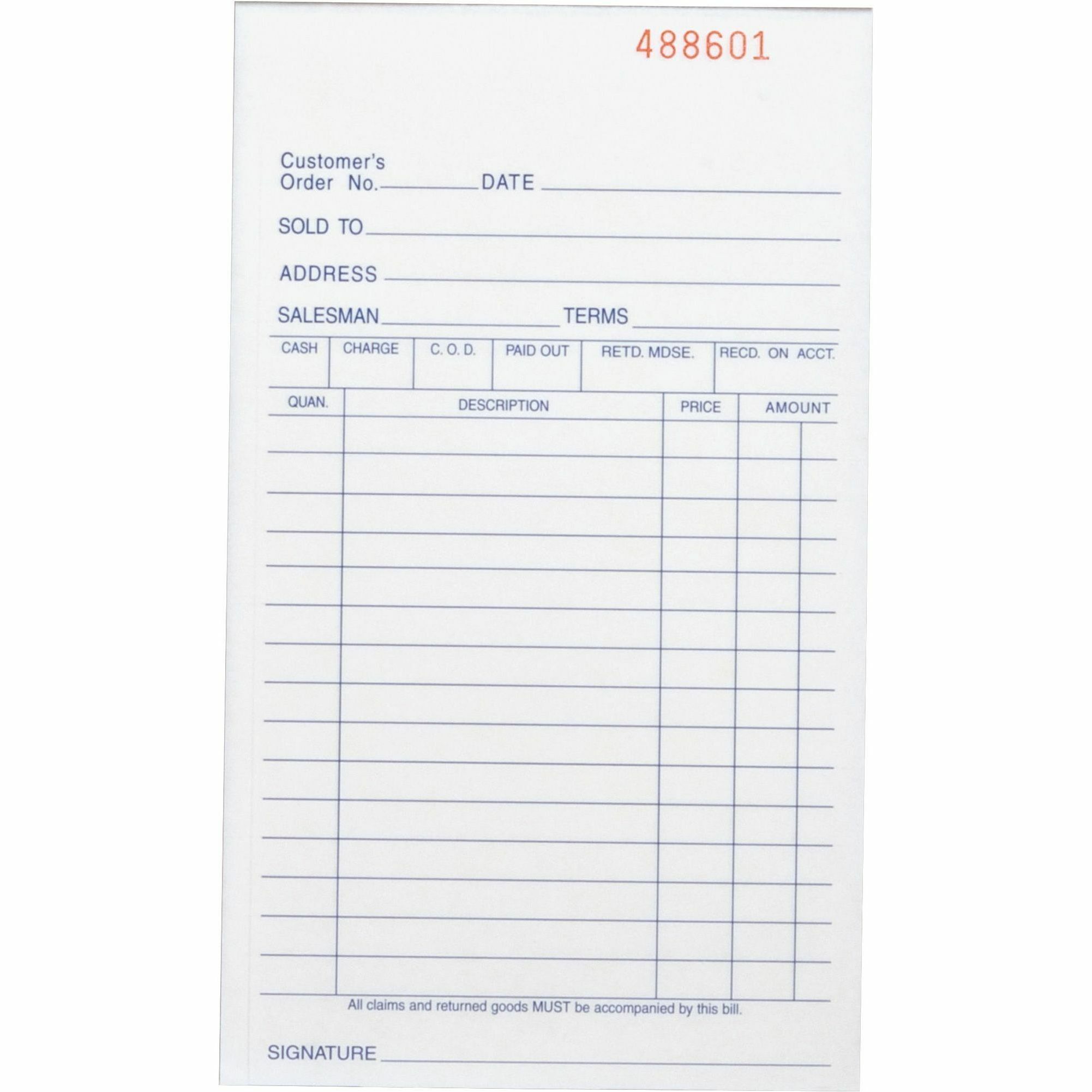 Triplicate 39551 50 Sheets Business Source Carbonless All Purpose Forms Book
