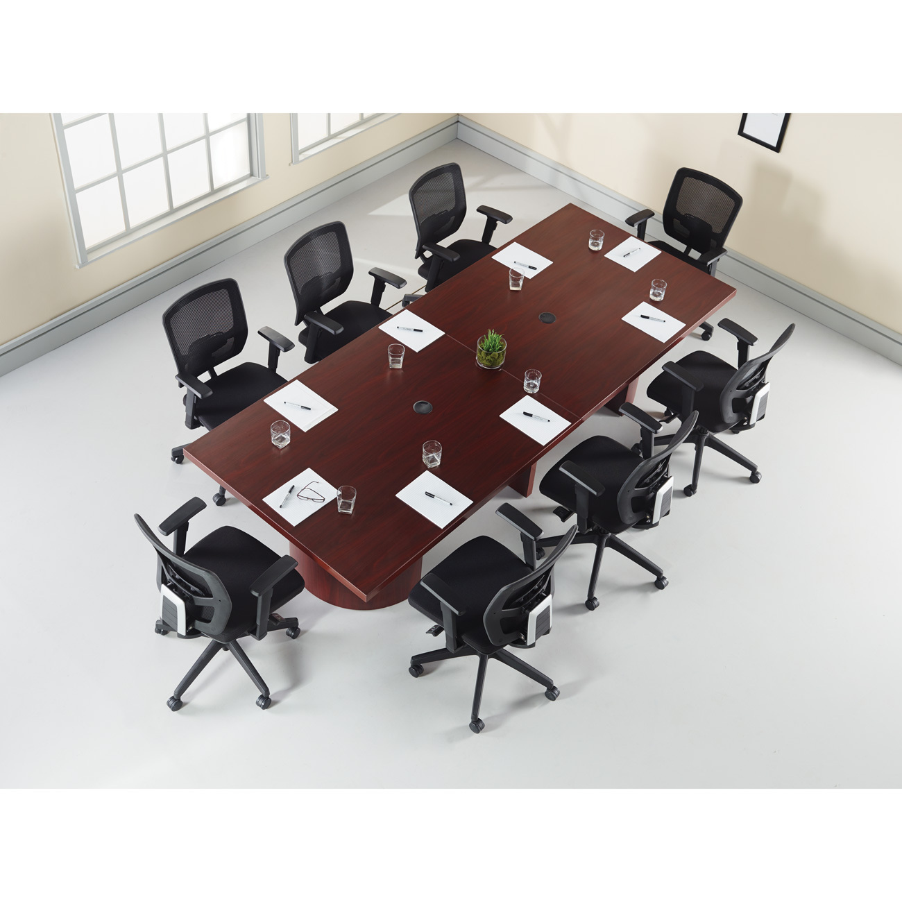 Lorell Modular Mahogany Conference Curved Table Base