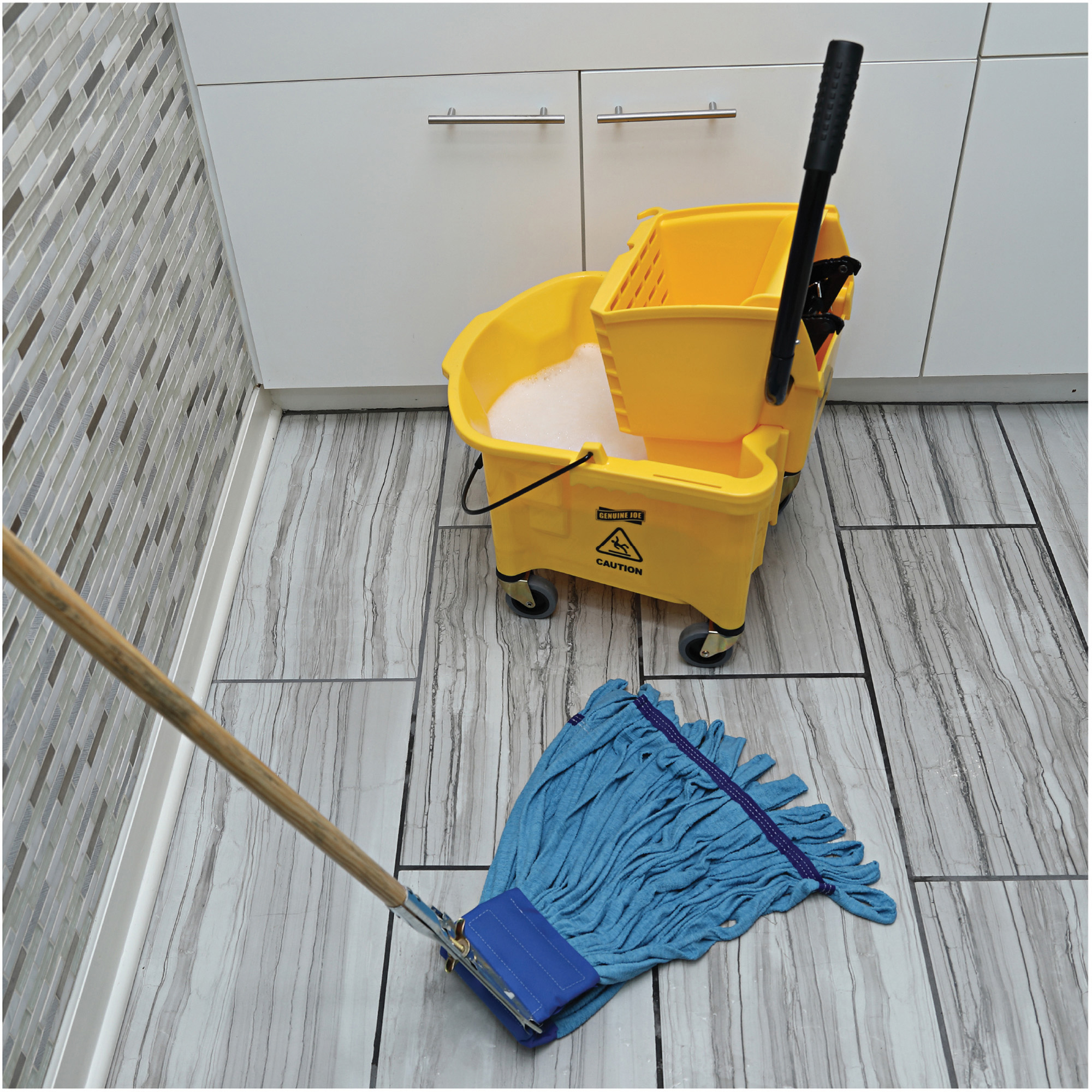 35 Qt. Yellow Mop Bucket and Down Press Wringer Combo