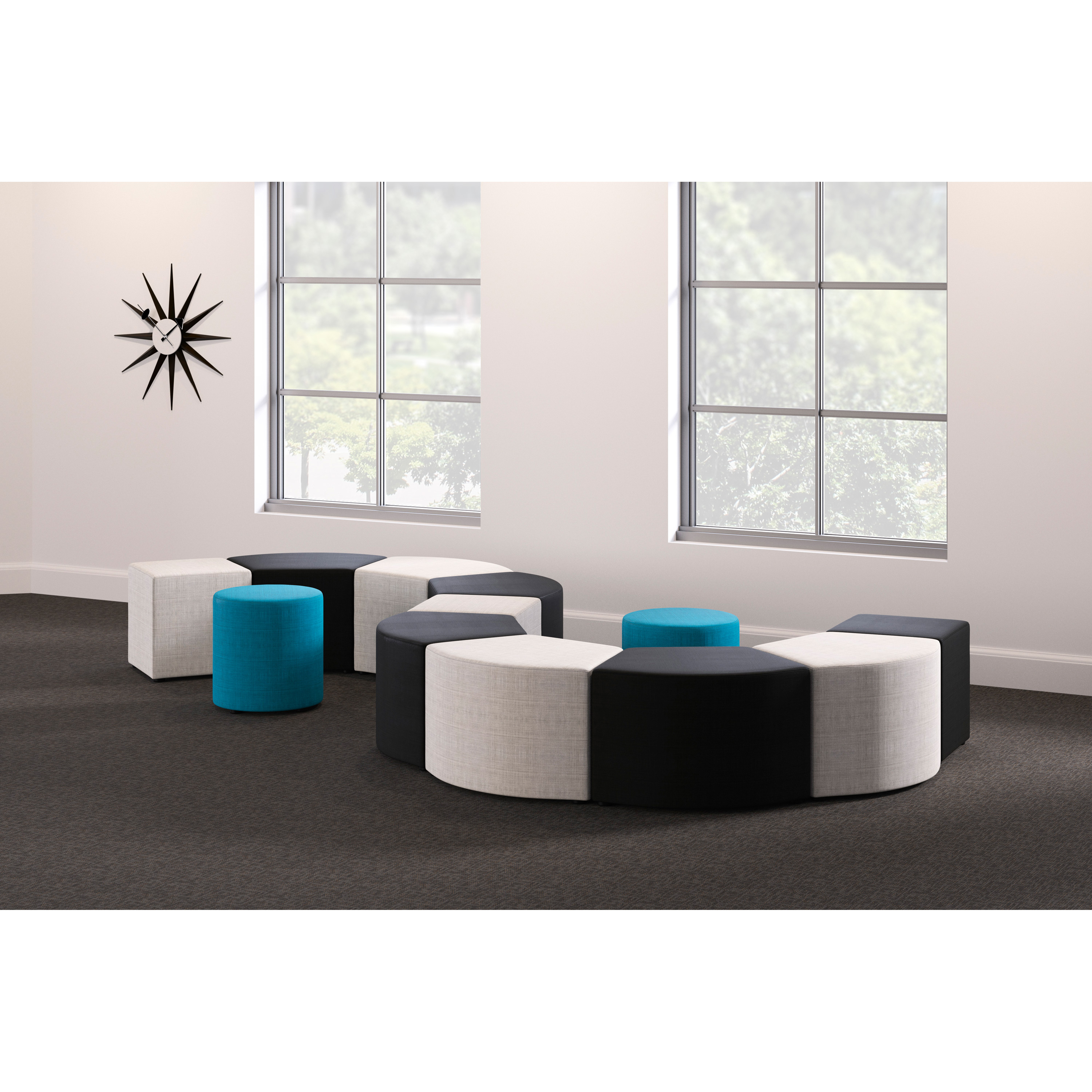 Pouf quadruple en tissu - Lorell