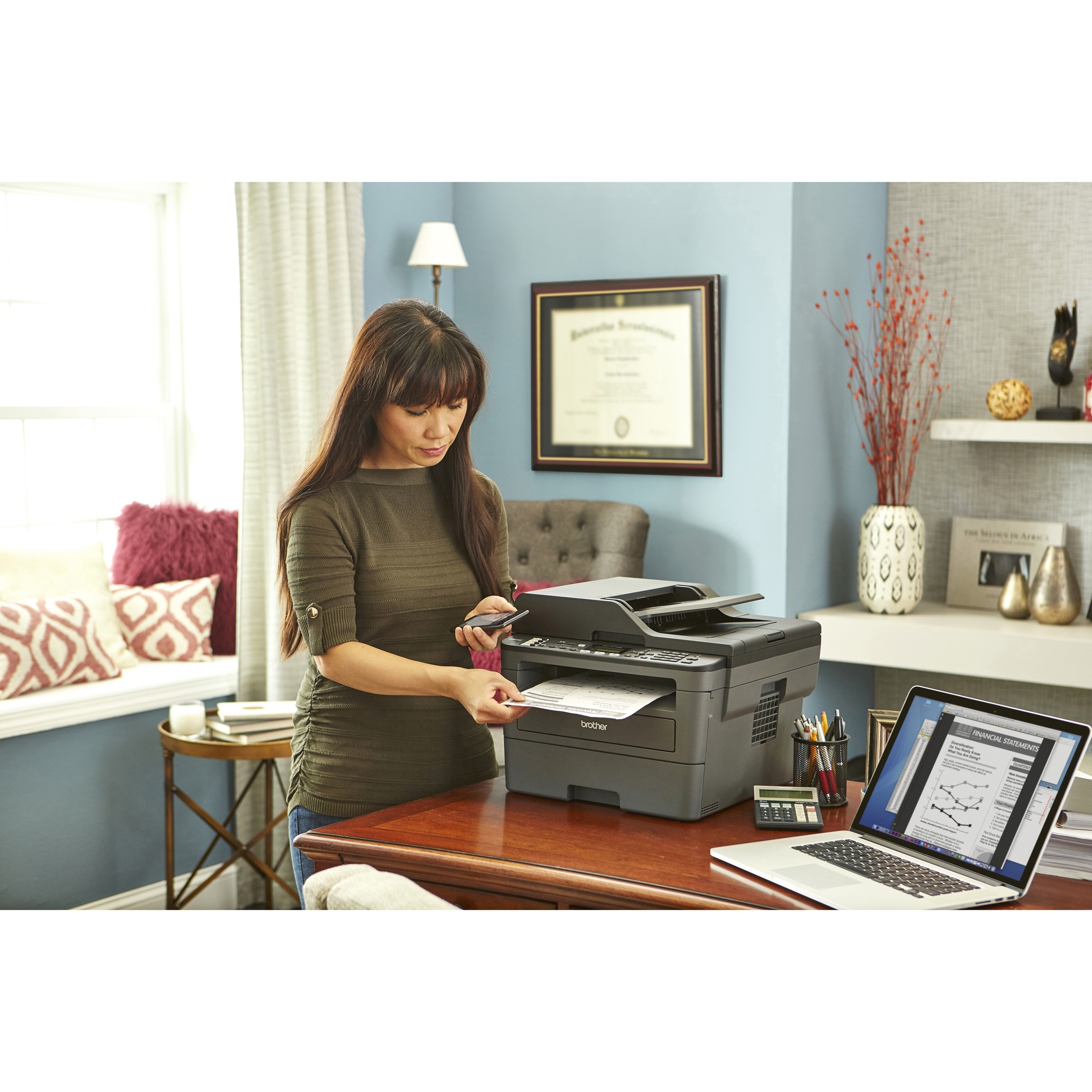 Genuine Brother MFCL2710DW Compact Wireless All-In-One Printer for sale  online