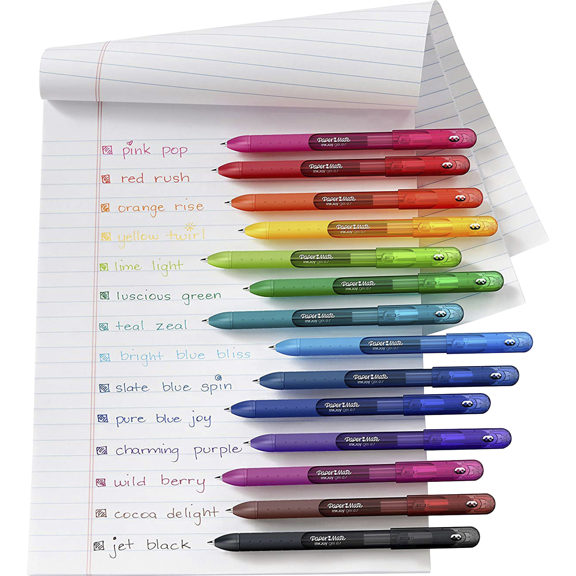 InkJoy Gel Pen, Retractable, Medium 0.7 mm, Assorted Ink and Barrel Colors,  14/Pack