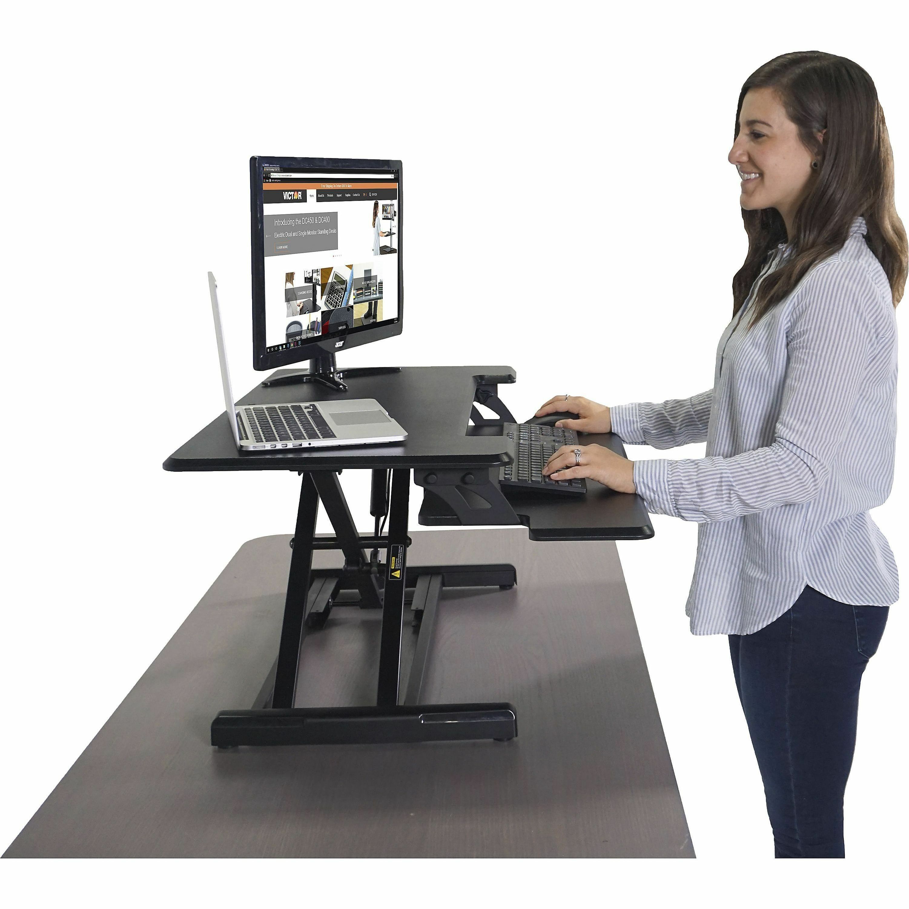 MOUNT-IT! 35.5 in. Black Standing Desk Converter Height Adjustable