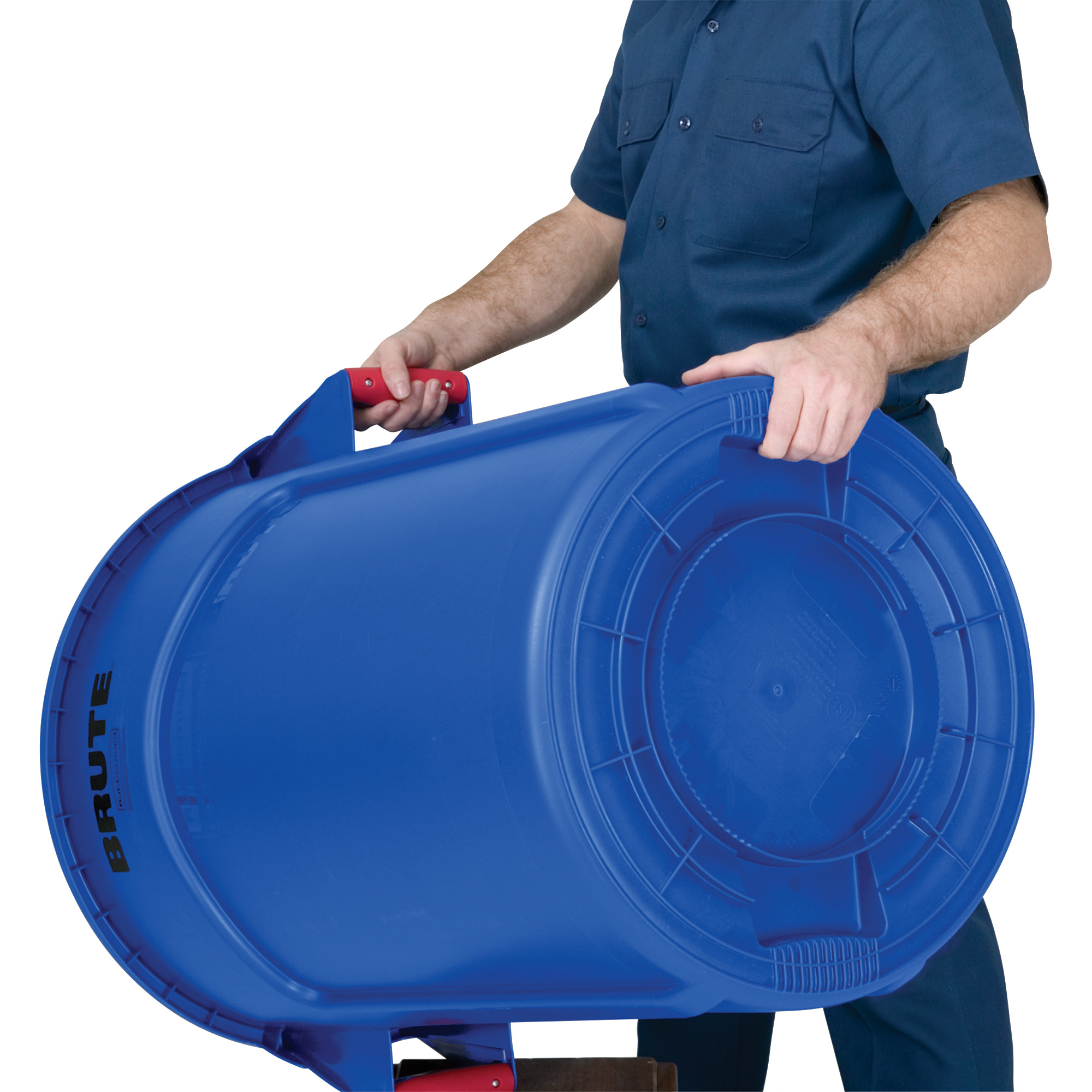 Vented Round Brute Container 55 Gal Blue Resin Rubbermaid Commercial