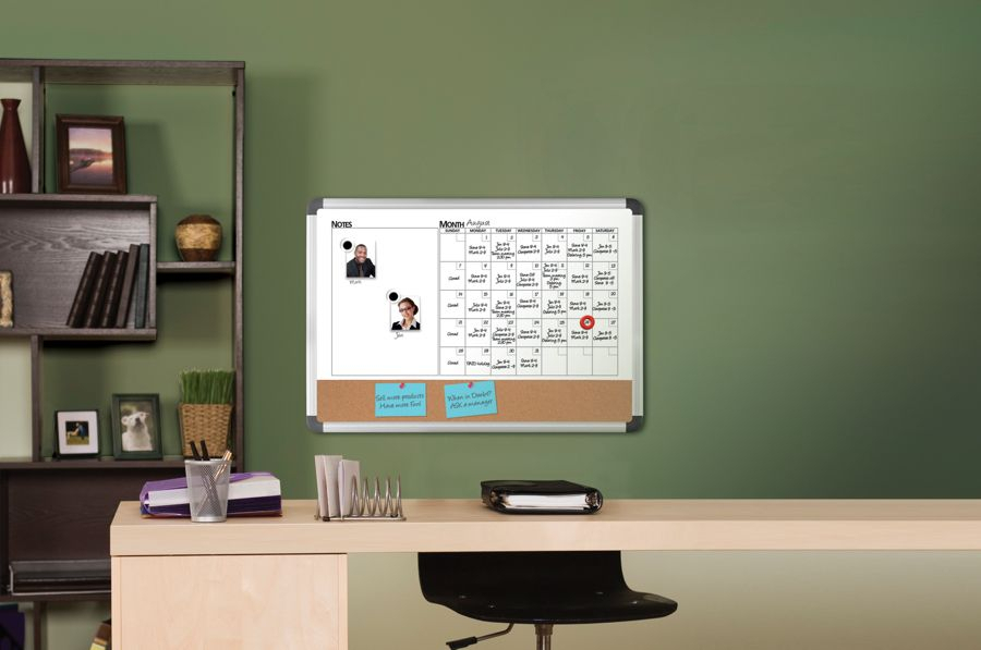 Foray Realspace™ DryErase Whiteboard/Cork Calendar Board, 24